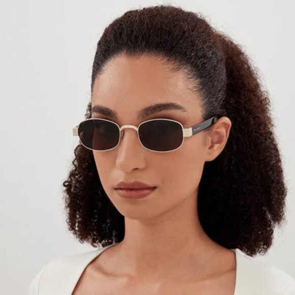 NWT SAINT LAURENT GOLD WOMEN SUNGLASSES - Picture 5 of 6